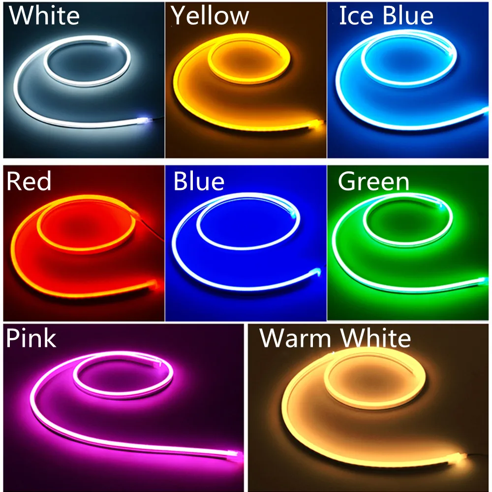 PIR Motion Sensor Neon LED Strip Light Battery Powered Outdoor Waterproof Neon Rope Light Blue Red Green Pink White Room Decor