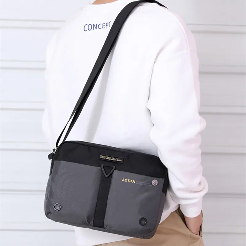 Scione Nylon Shoulder Bags Men Casual Travel Waterproof Single Shoulder Bag Men Sling Cross Body Messenger Bags Male iPad