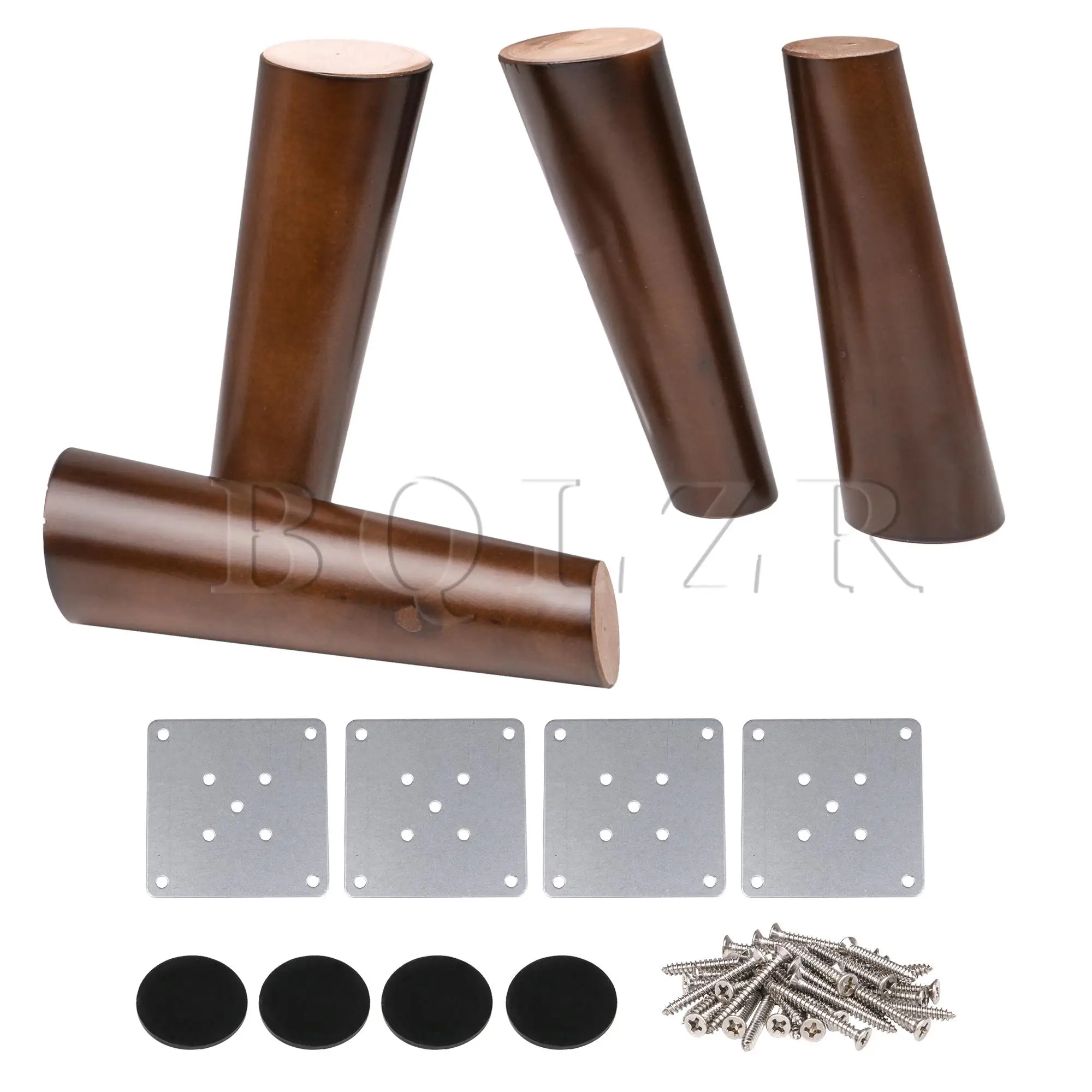 Bqlzr 18 cm de Altura Cor Nogueira Oblíqua Cônicos Confiável Armários Móveis de Madeira Pernas Sofá Feets Pack of 4