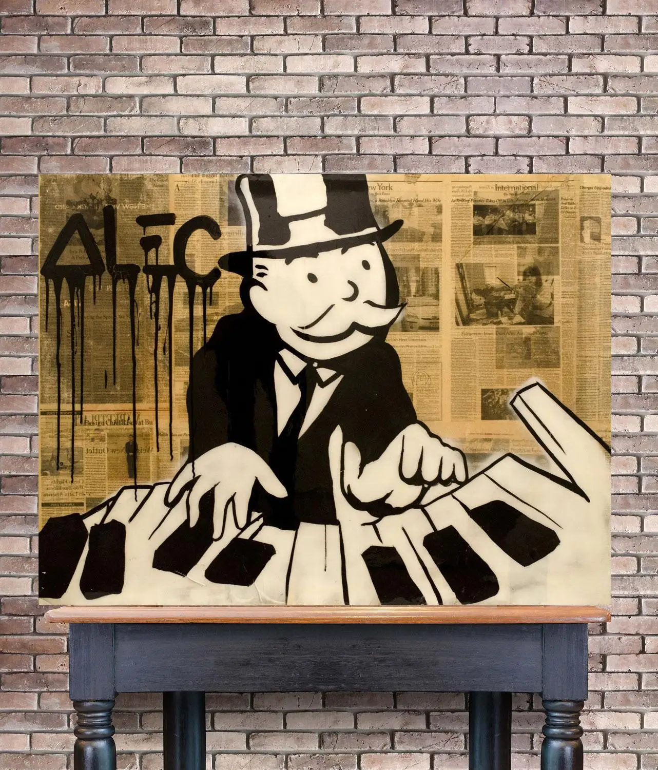 HD Print Alec Monopoly Oil Painting Home Decor Wall Art on Canvas Piano Man Canvas Printings Room Decor - view 3