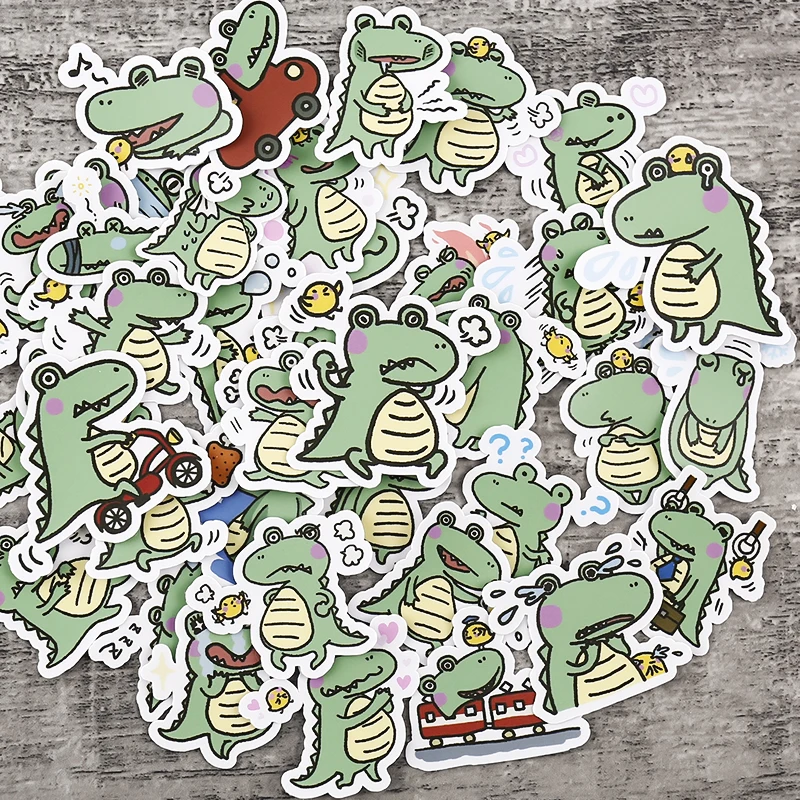 40pcs Handbook Little Crocodile Stickers Handbook Ins Wind Lovely Korean Decorative Mobile Phone Home-made Diy