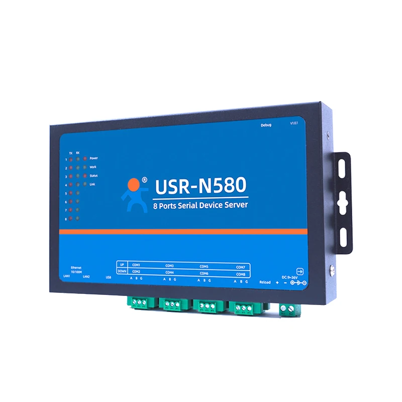 8 Serial Port RS485 To Ethernet Converter Server USR-N580 IOT Device Support Modbus MQTT