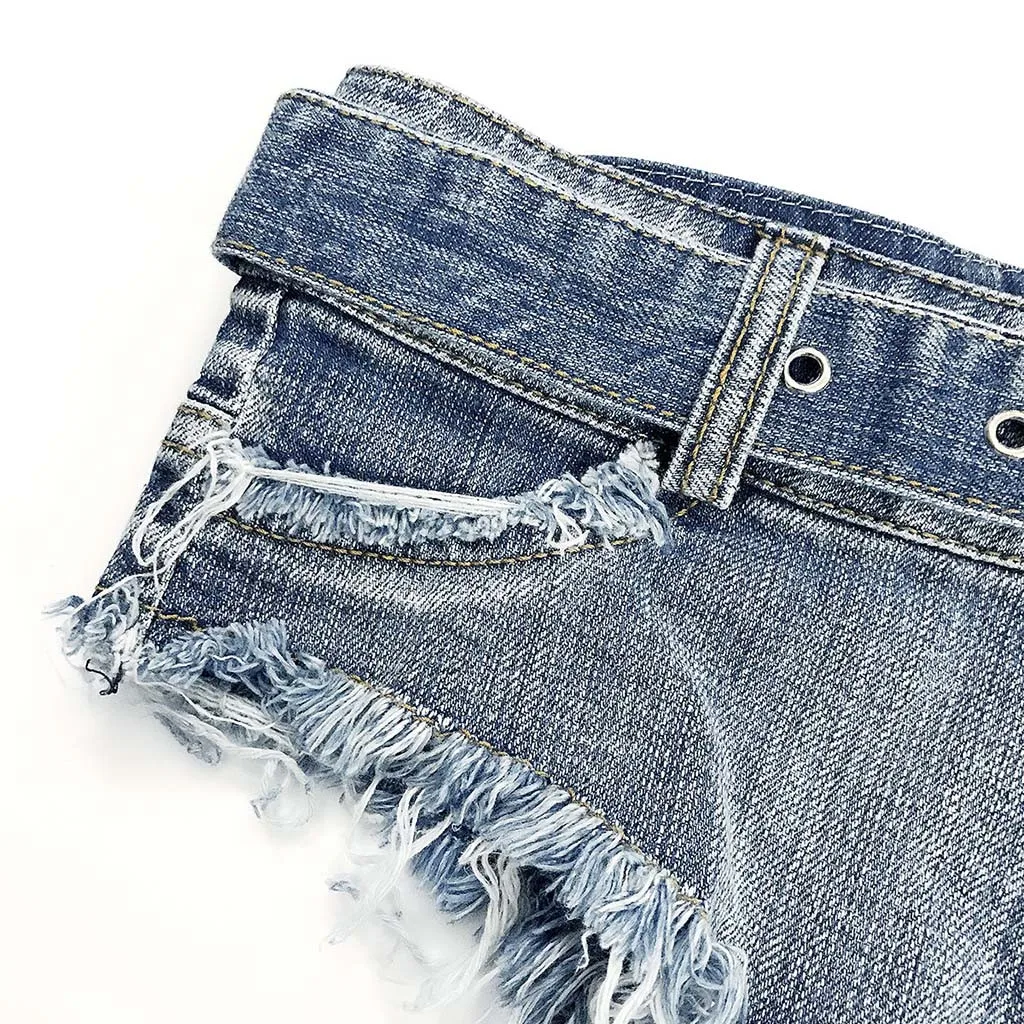 Thời Trang Nữ Ngắn Thời Gợi Cảm Mini Ngắn Jeansshorts Thấp Eo Quần Short Denim Denim Lỗ Bãi Biển Đáy