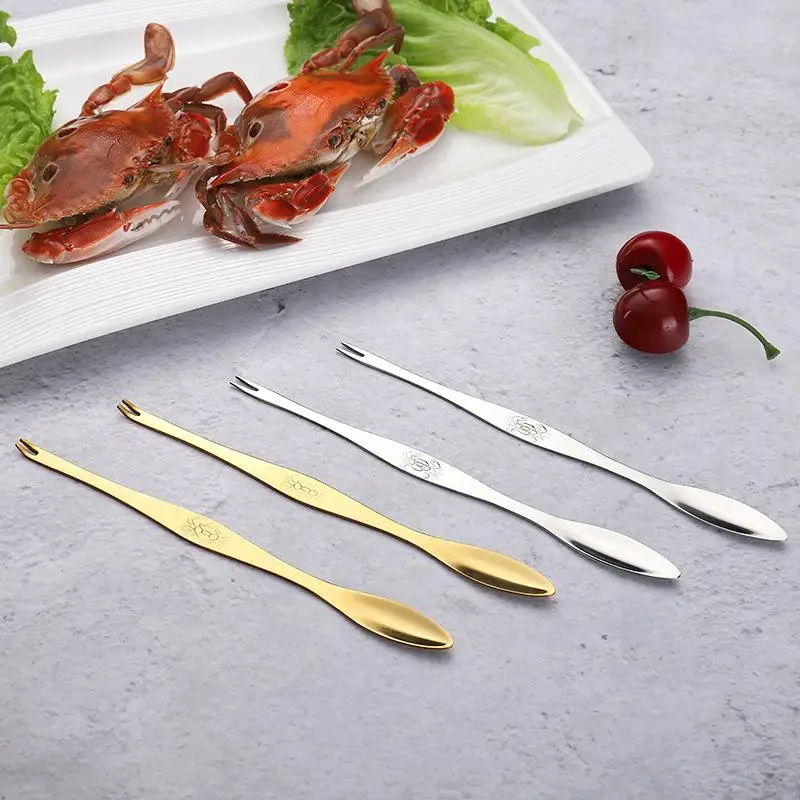 1pc Crab Fork Stainless Steel Professional Creative Crab Pick Crab Spoon Crab Tools Seafood Tools Accessories