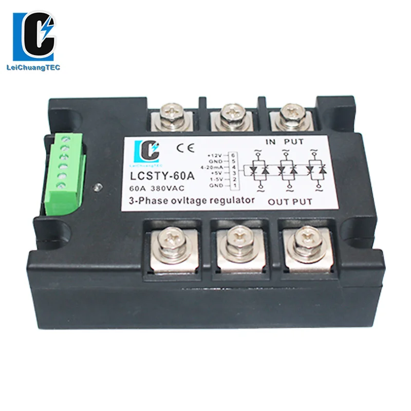 380VAC 40A-120A Control Signal 4-20mA or 1-5V Three Phase Voltage Regulator Power Controller Module