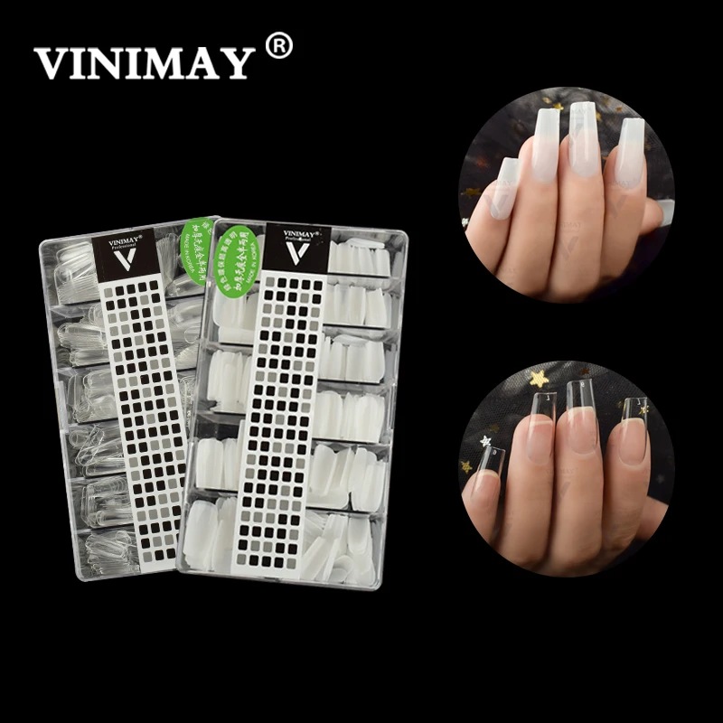 VINIMAY 500pcs Fake Nails No-Trace French Full/Half Nail Tips False Acrylic Nail Tips UV Gel Manicure Fake Nail Tips