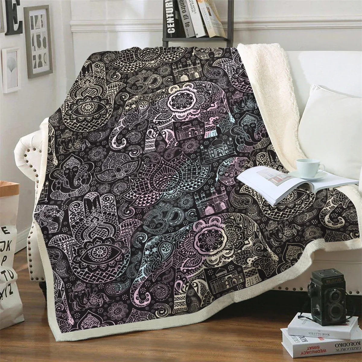 Hamsa Soft and Warm Blanket printed fleece blanket Beds Hiking Picnic Thick Quilt Fashionable Bedspread Sherpa Throw Blanket 04