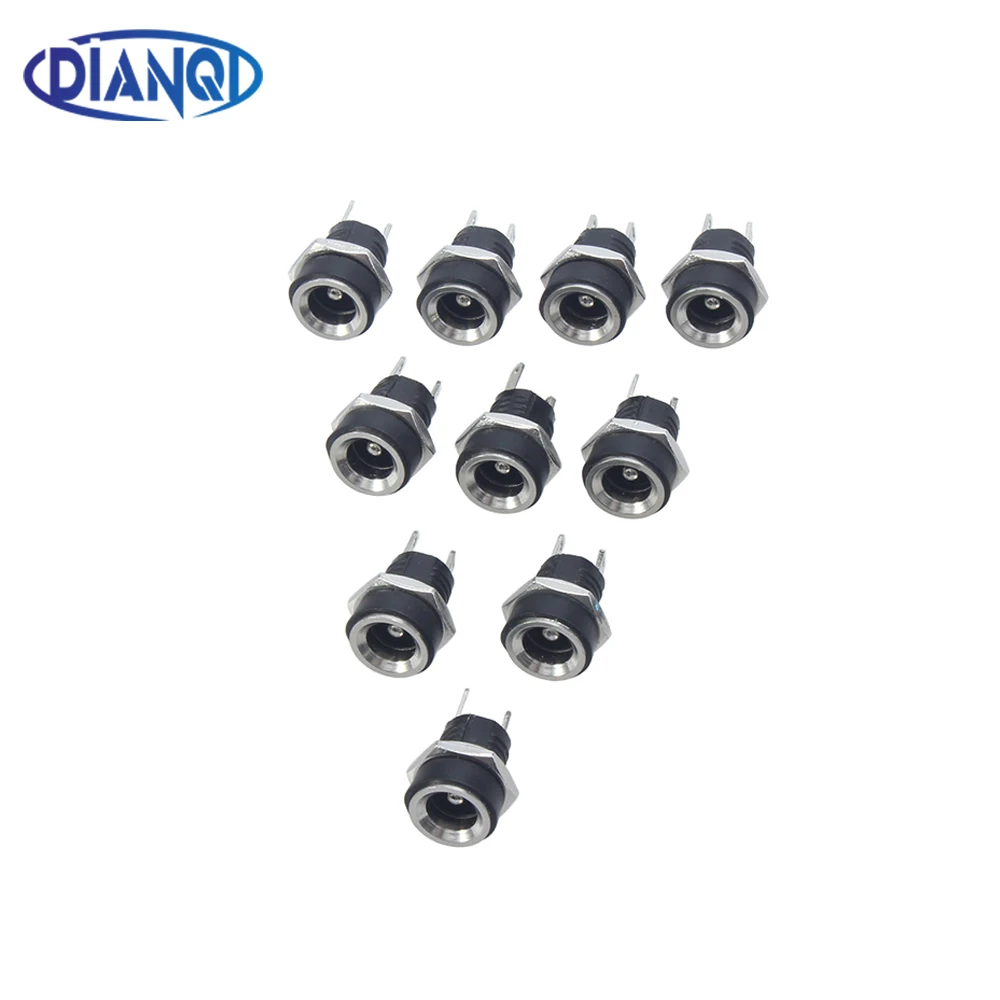 10pcs 3A 12V For DC Power Supply Jack Socket Female Panel Mount Connector 5.5mm 2.1 Plug Adapter 2 Pins