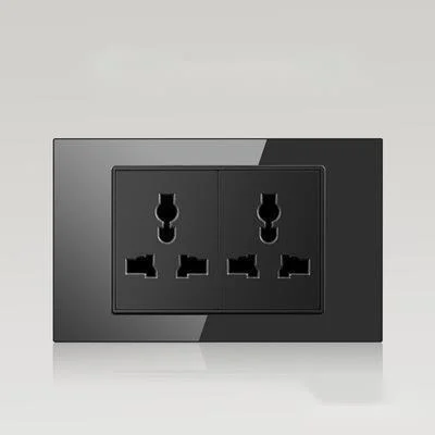 118 type Mexico USA AU Brazil Italy Thailand standard USB charging toughened glass switch socket black wall socket panel 16A