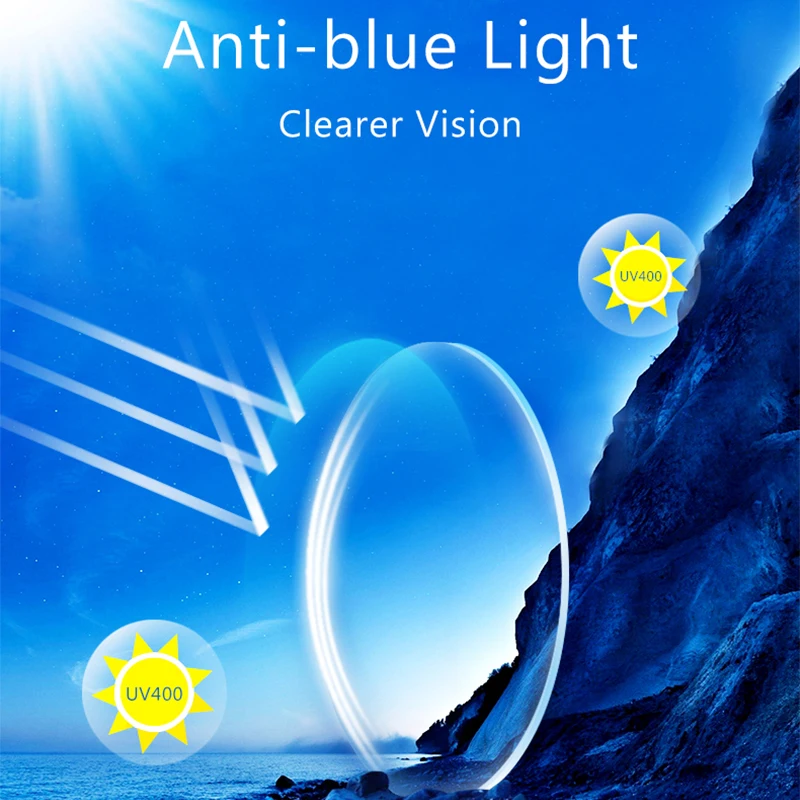 Custom prescription lenses Anti-blue light aspherical myopia lens transparent opticos lens 1.56 1.61 1.67 1.74