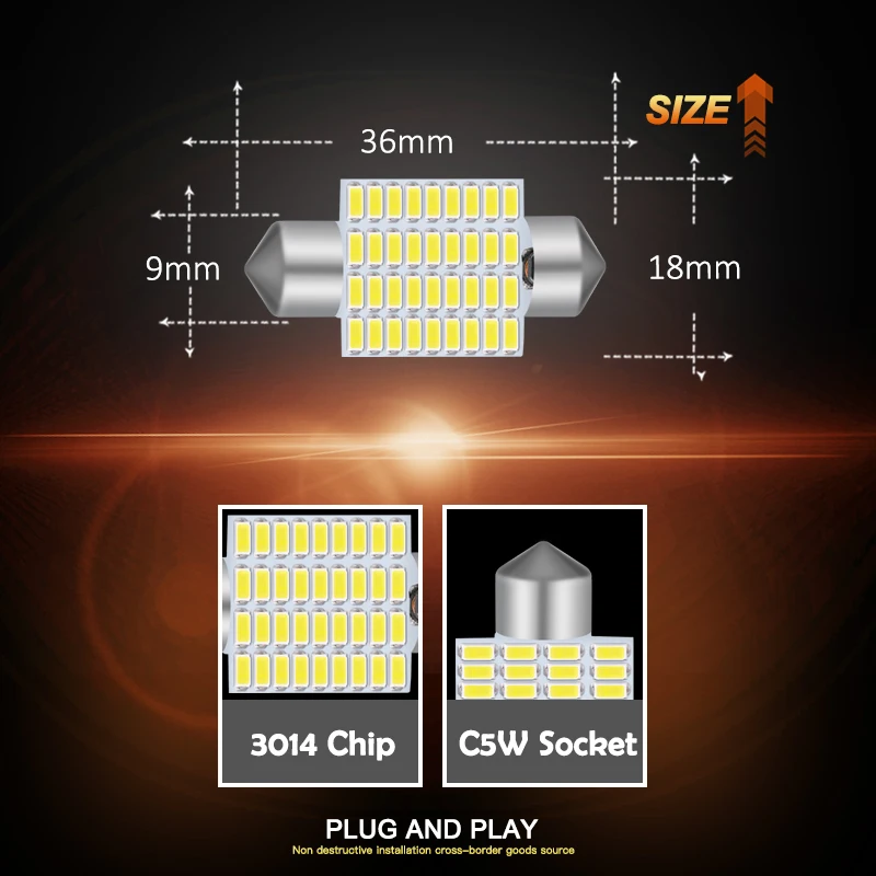 Jiachi 2 قطعة C10W C5W Led Canbus 3014 اكليل ضوء 31 مللي متر 36 مللي متر 41 مللي متر خطأ الحرة لمبات السيارات قبة مصابيح القراءة الداخلية 12-24 فولت الأبيض #2
