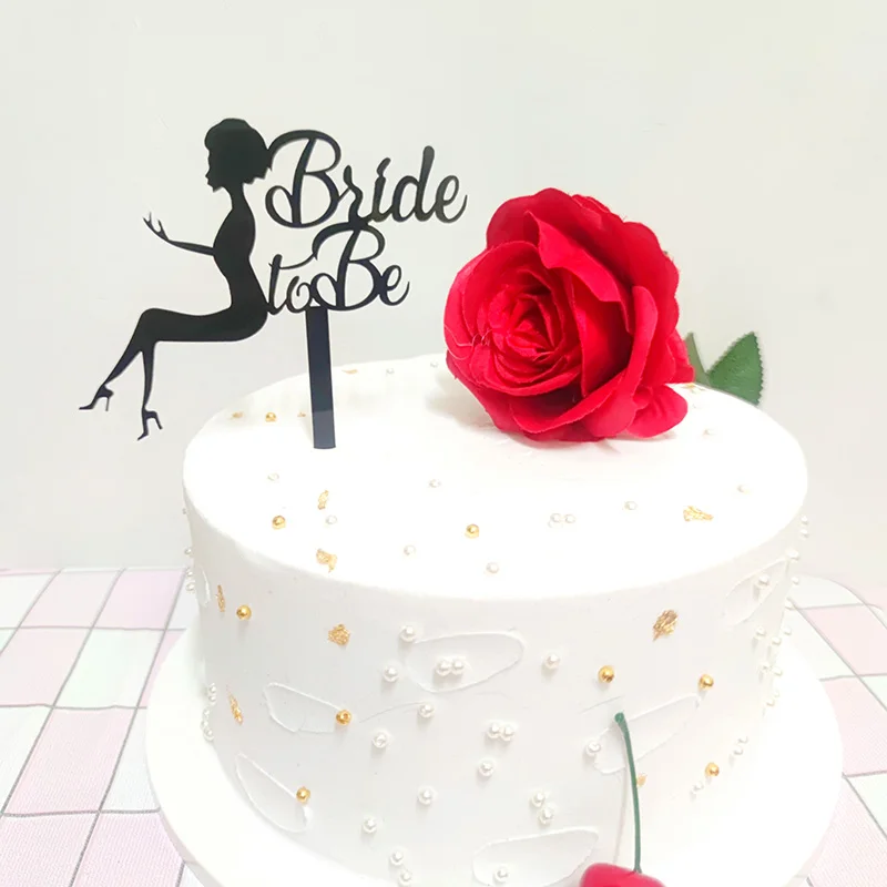 INS High Heels for Girls Wedding Acrylic Cake Topper Black Bride To Be Cake Topper for Wedding Engagement Party Cake Decorations