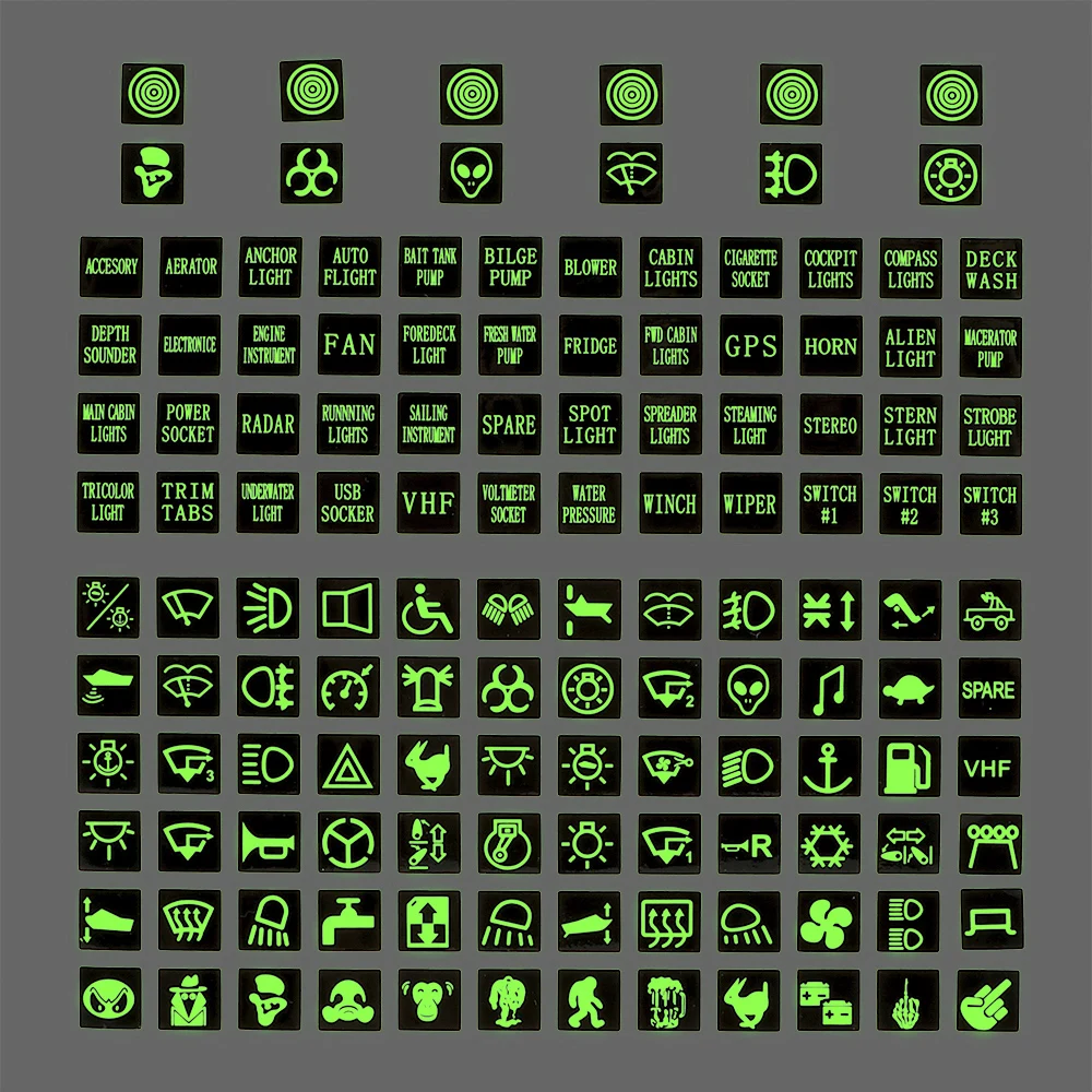 Leucht Auto Aufkleber Instrument Panel Tasten Aufkleber PVC Lkw Dekoration Rocker Schalter Label Schaltung Aufkleber