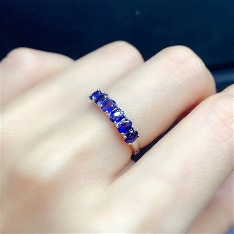 

Natural Sapphire Ring, S925 Sterling Silver,Natural Gemstone Promise Engagement Ring,Dainty Oval Ring