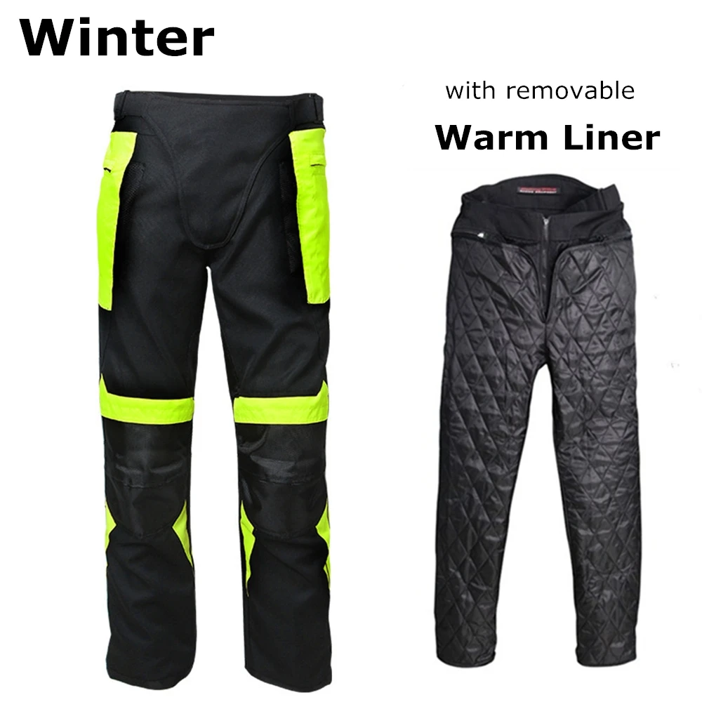 Riding Tribe Motorcycle Pants Men Summer Winter Reflective Protective Trousers with Detachable Lining and Knee pads HP-07