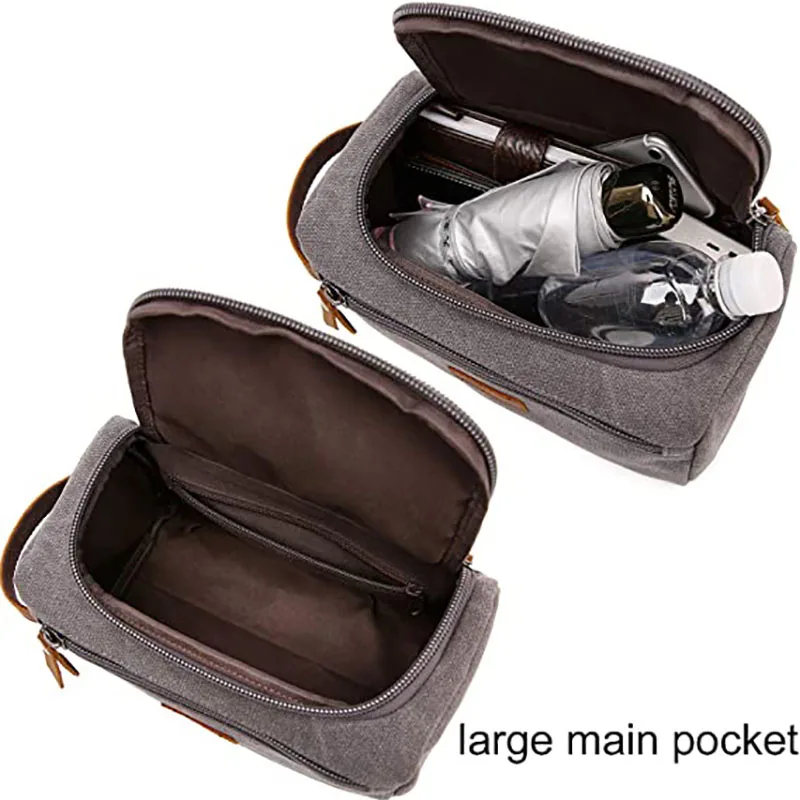 Canvas Toiletry Bag for Men Wash Shaving Dopp Kit Women Travel Make UP Cosmetic Pouch Bags Case Organizer