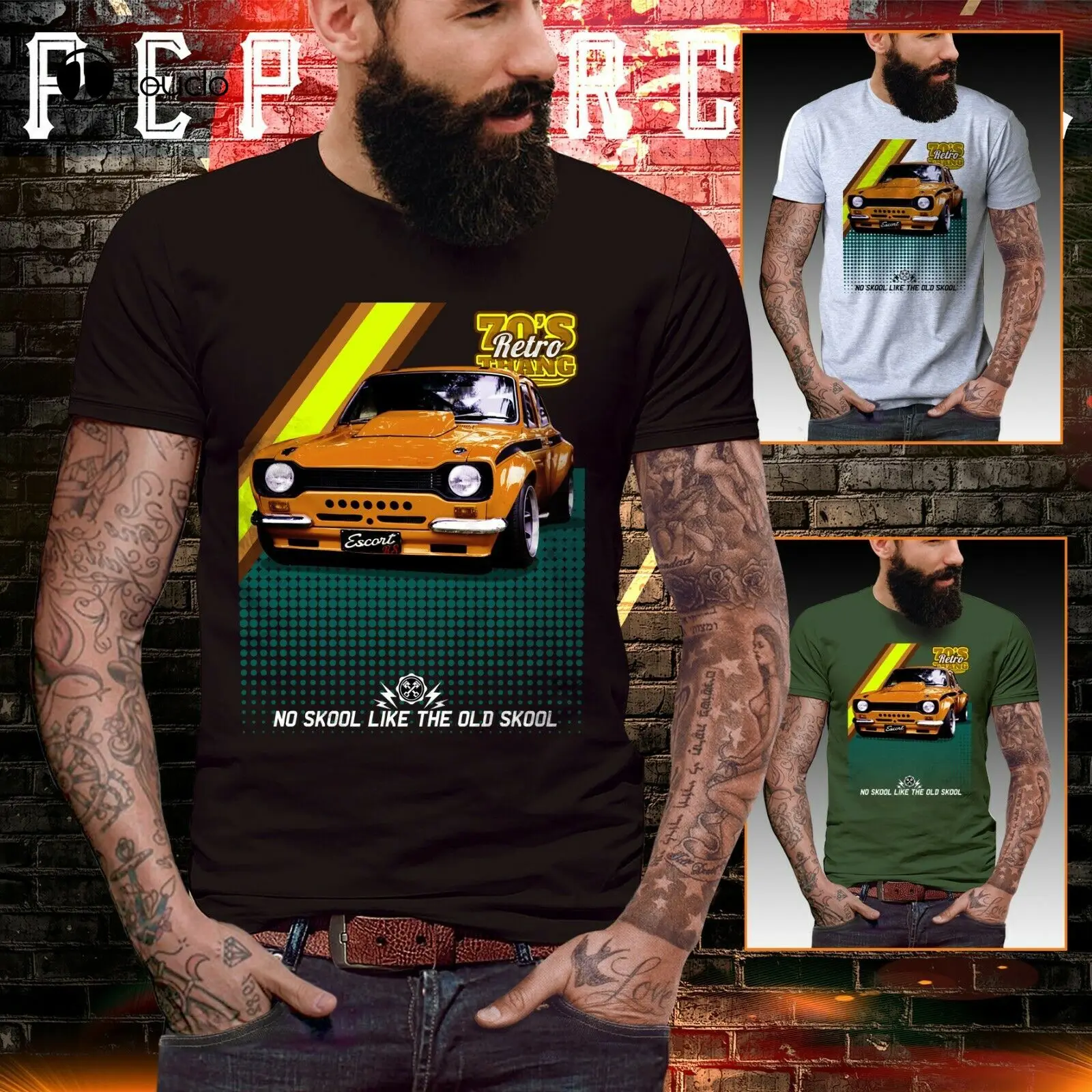 Escort Mk1 T Shirt Drift Petrol Head Boy Racer World Touring Vintage Retro Mens Tee Shirt