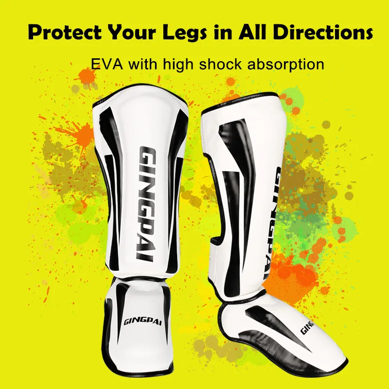 Youth/Adult Kids MMA Boxing Shin Guards Instep Kickboxing Ankle Support Equipment Karate Protectors Sanda Muay Thai Leggings DEO