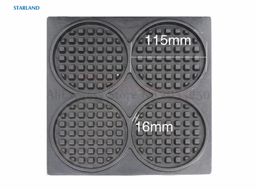 Máquina de Waffle de cuatro formas redondas, gofre belga clásico, máquina de fabricación de refrigerio comercial, con 4 Uds. De moldes