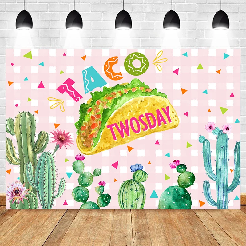 Mocsicka Baby Shower Photography Background Cactus Taco Decoration Props Child Portrait Photo Backdrop Banner