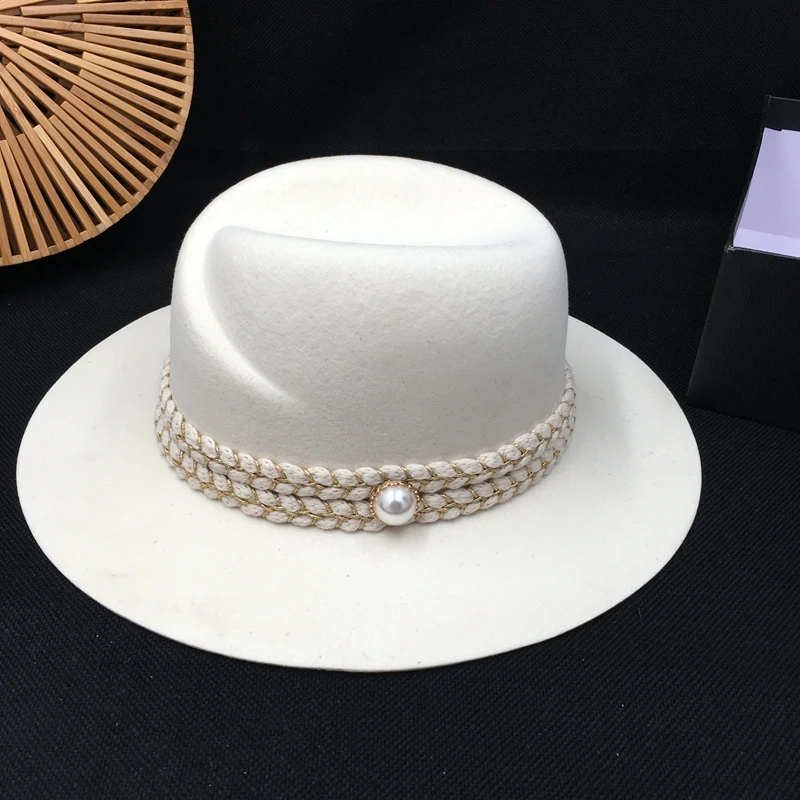 Europe and the United States new winter Abnormity cap elegant pearl white wool hats for men and women fashion