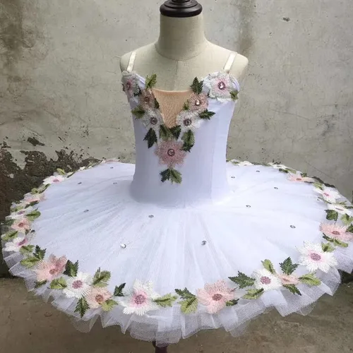 Tutú de Ballet de bailarina profesional para niños, niñas y adultos, tutú de panqueque de flores, disfraces de baile de cisne, vestido de Ballet para niñas