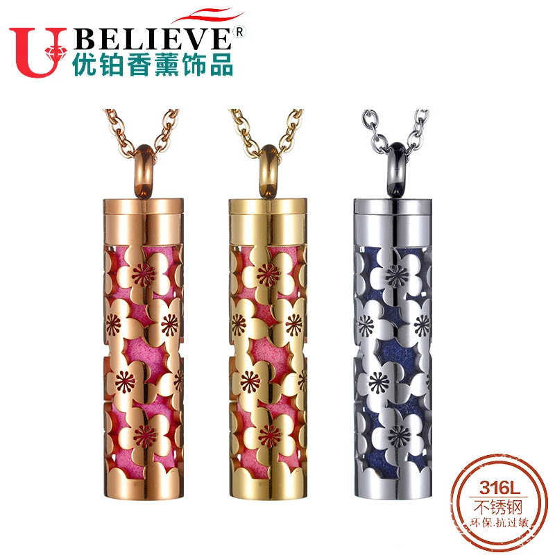 Ubelieve Aroma Necklace 316L Stainless Steel Aromatherapy Essential Oil Diffuser Perfume Box Locket Pendant Jewelry