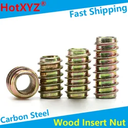 Carbon Steel Shoot-through Hex Socket Drive Threaded Insert Nuts Fastener Connector for Wood Furniture M6 M8 M10