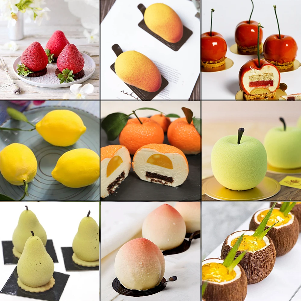 Multi Style Fruit Mousse Baking Mould Non-Stick Silicone Cake Mold Party Pastry Pan Pear Orange Kitchen Bakeware Dessert Decorat