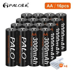 PALO 100% Original 1.2V NiMH AA Rechargeable Battery For Flashlights Brakes Computers  Remote Control Toy Bateries