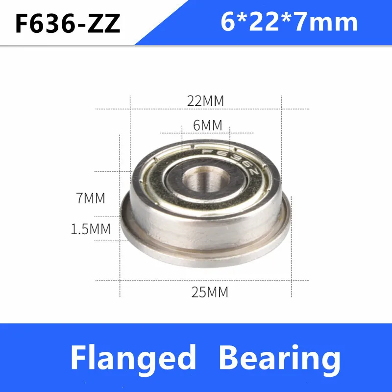 

20pcs/50pcs/100pcs F636ZZ F636-ZZ Z F636Z 6x22x7mm shielded flange deep groove ball bearing F636-2Z 6*22*7