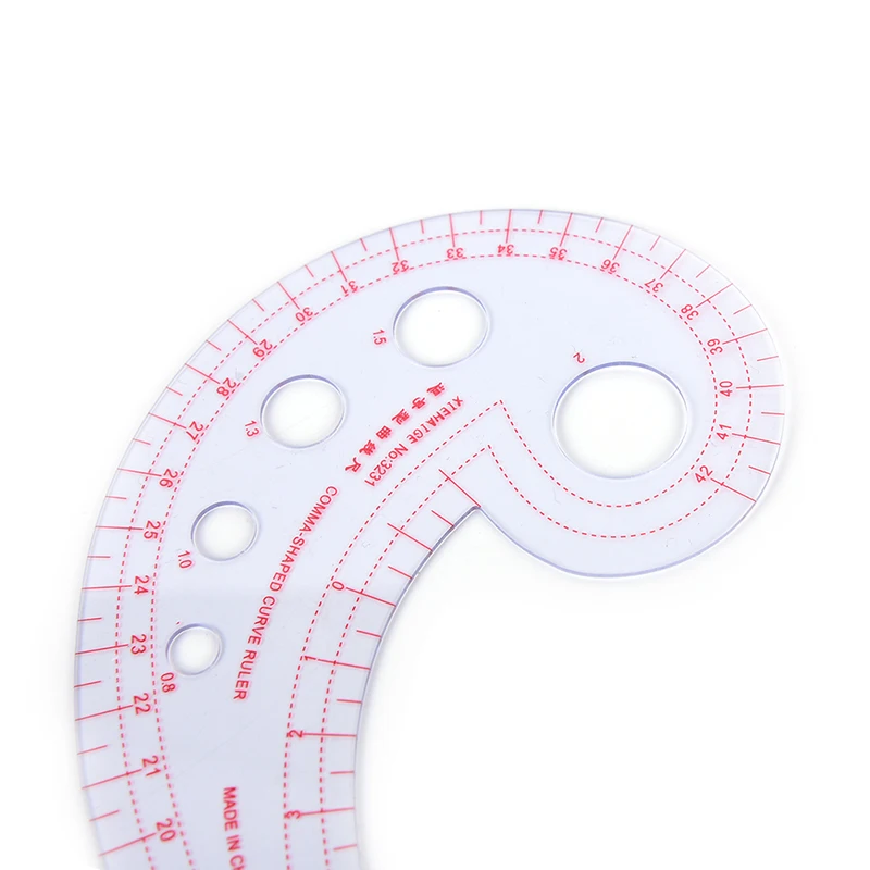 1pcs 11.8" Long Comma Shaped Plastic Transparent French Curve Ruler