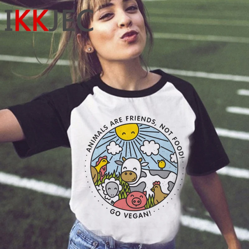 Camiseta vegan impressão harajuku ulzzang 2021 tshirt superior t camisa branca do vintage