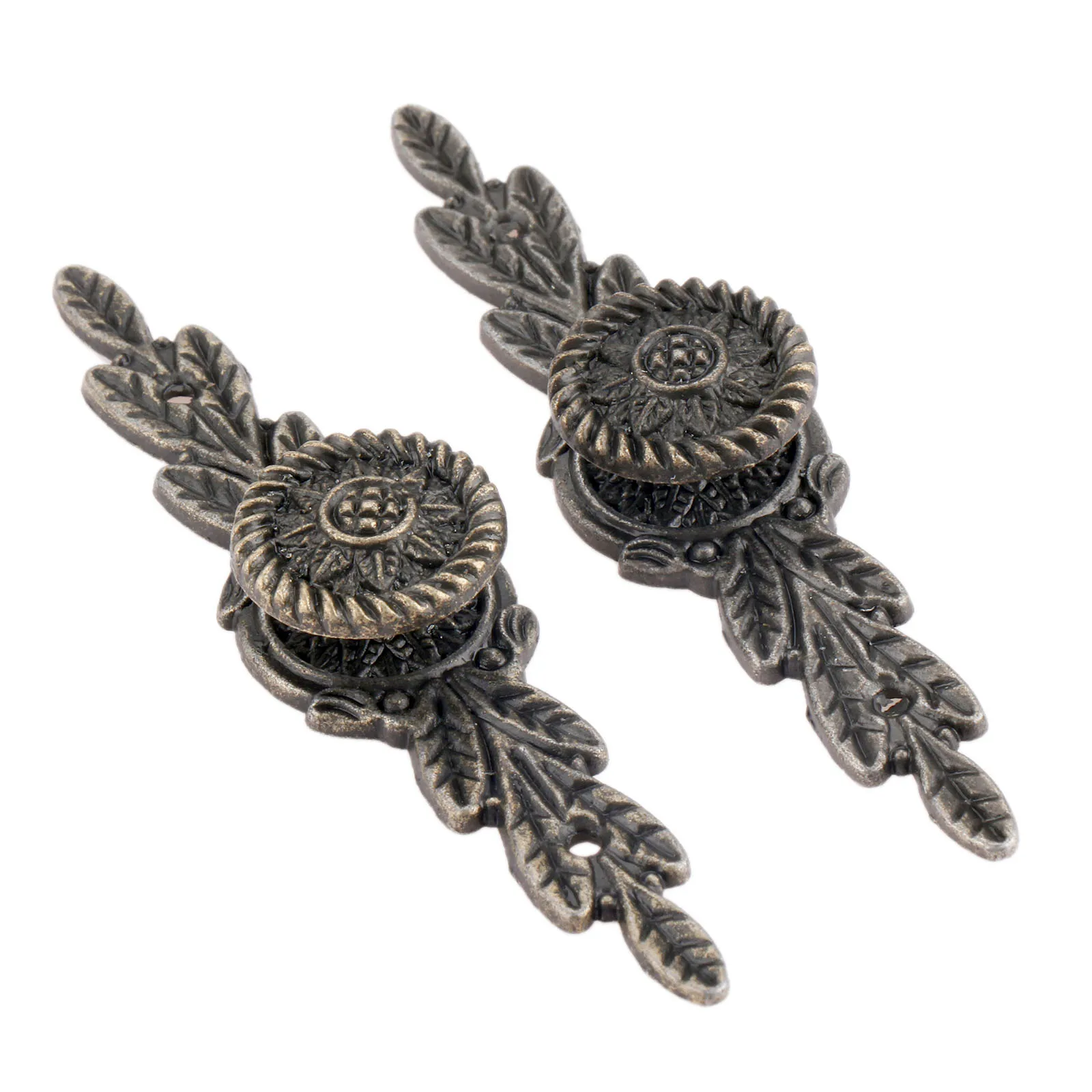 2Pcs Antique Bronze European Flower Furniture Knobs & Handles Kitchen Doors Drawer Wardrobe Cabinet Pulls Handle Wooden Box Knob