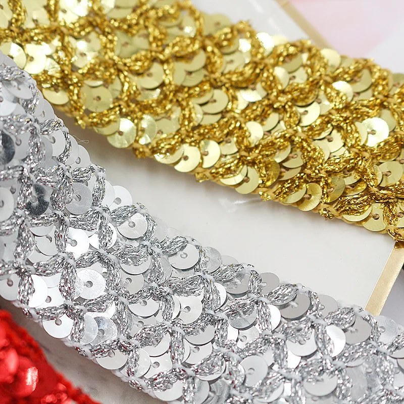 

10 Yards/Pack Fish Scale Sequined Lace Ribbon Lace Fabric Collar Dress Wedding Clothing Headdress DIY Sewing Craft Accessories