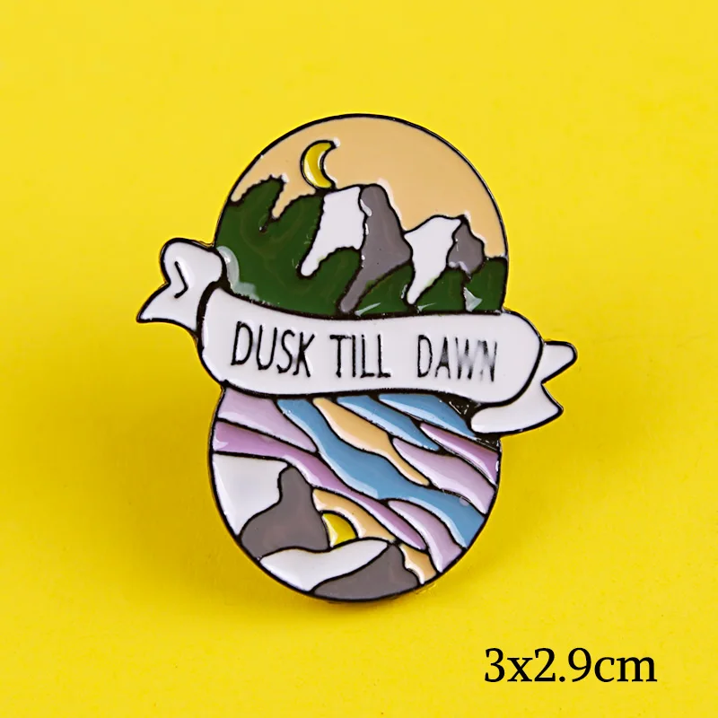 Outdoors Adventure Mountain Ocean Brooches Nature Badges on Backpack Enamel Pins for Clothes Lapel Pin Space Badge Jewelry Gift