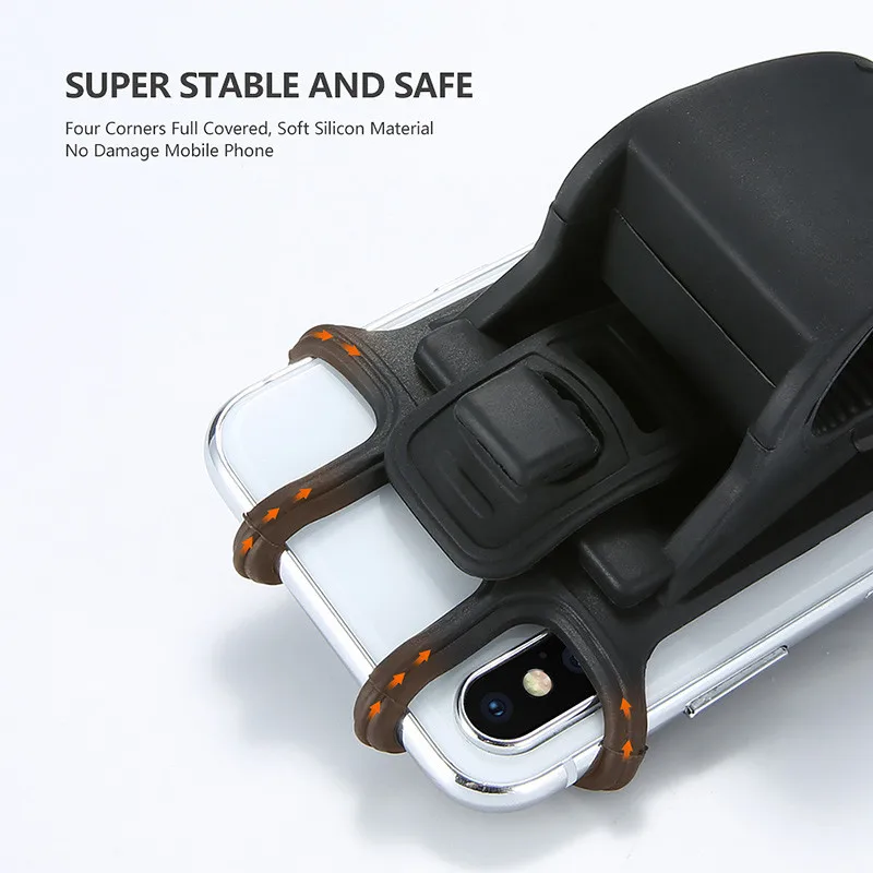 Stroller Bike Phone Holder Silicone Adjustable Pull Button Anti-shock Phone Holder Mount Bracket Baby Stroller Accessories