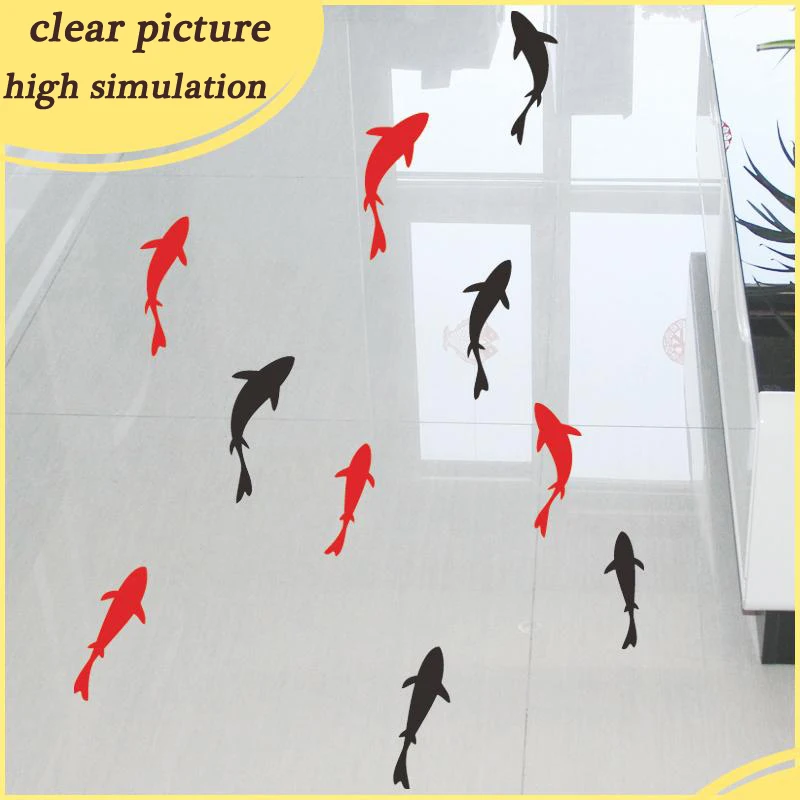 Realistic Carp Fish Wall Sticker for Kids Rooms Floor Tiles Bathroom Kitchen Decor Art Mural Peel & Stick Waterproof Wall Decals