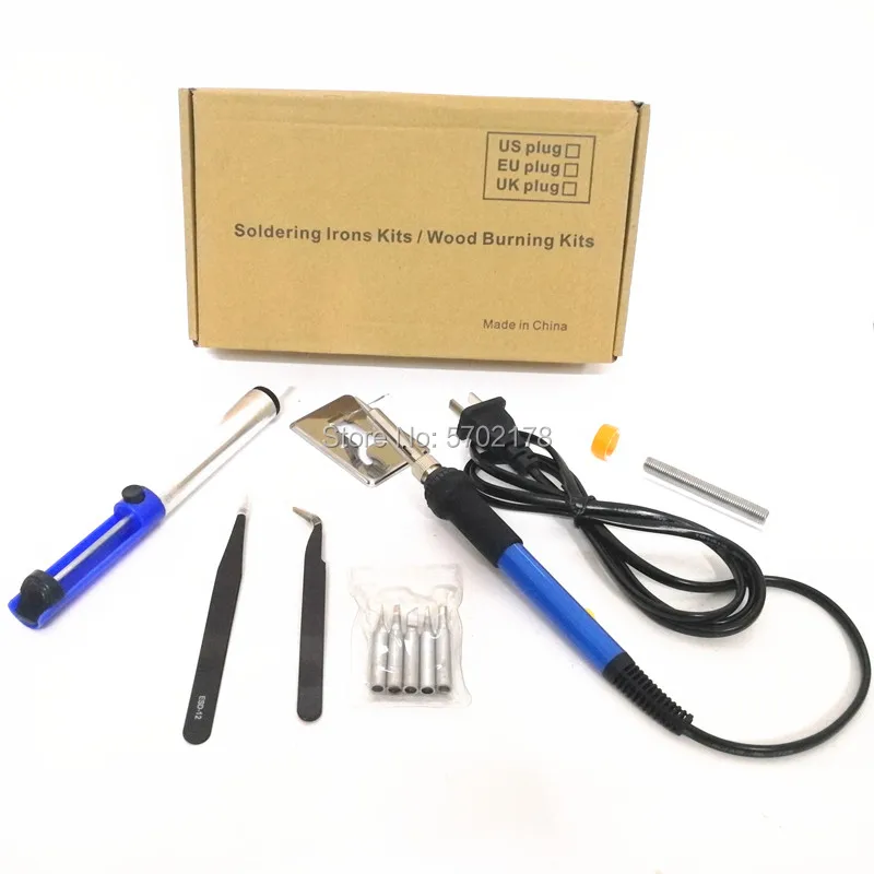 

220V 60W Electrical Soldering Iron Adjustable Temperature Soldering Gun Welding Rework Repair Tool With 5pcs Solder Tip