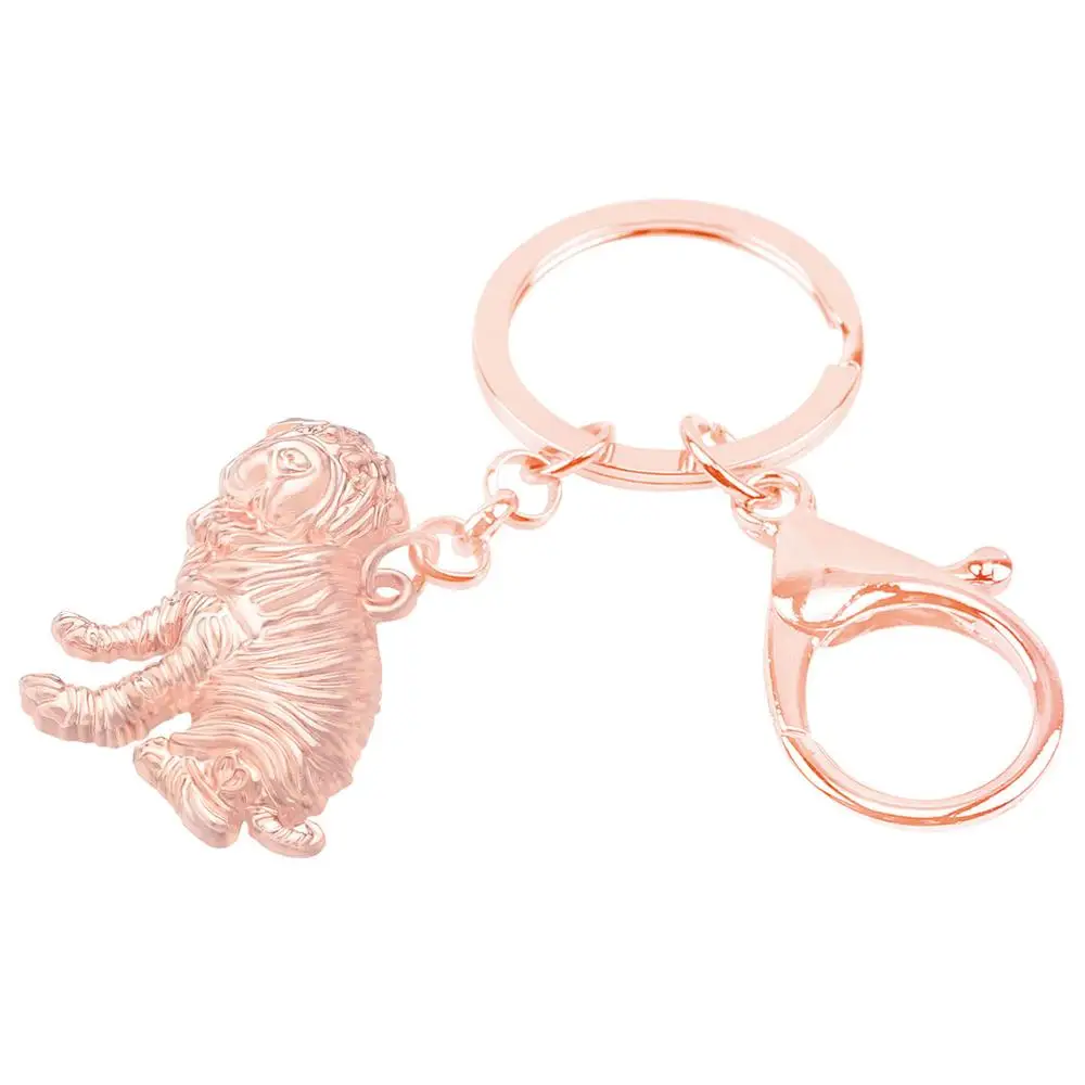 Bonsny Alloy Antique Gold Plated Shar Pei Dog Keychains Lovely Animal Keyring Jewelry For Women Men Kid Gift Purse Accessories