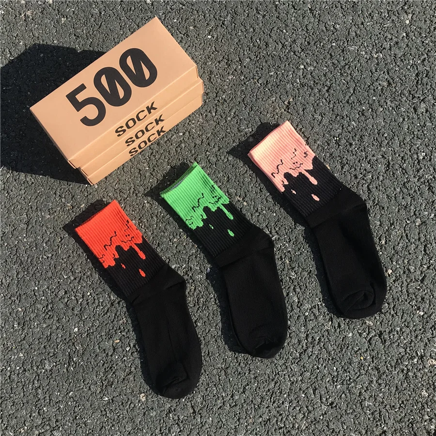 3 Pairs/Box Socks Men And Women Stocks autumn Tide Socks New Splicing Aj Stocks Green Cotton Socks Hip Hop Street Sports