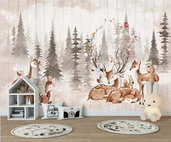 Customized Wallpaper Forest Elk Animal Wallpaper Children's Room 3D Wallpaper Home Decoration Living Room Bedroom murals photo