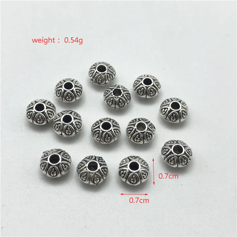 30pcs 7mm oblate perforated pattern Spacer Connectors for jewelry making DIY handmade bracelet necklace pendant accessories