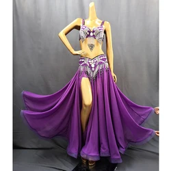 Hot Sale Professional Women belly dance costume wear for stage performance outfit 3piece suit Beaded carnival dancer costume set