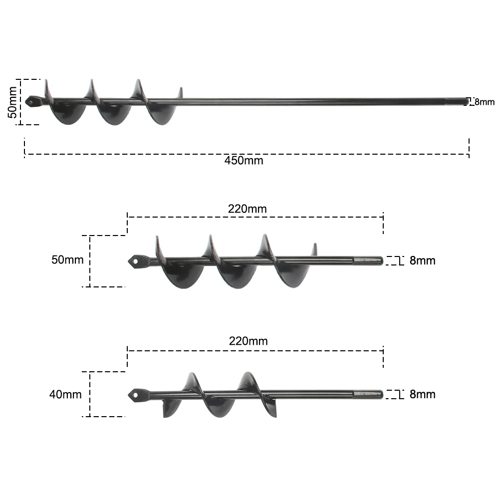 1PCS Earth Auger Hole Digger Tools Planting Machine Drill Bit Fence Borer Petrol Post Hole Digger Garden Tool 4*22cm 5*45cm