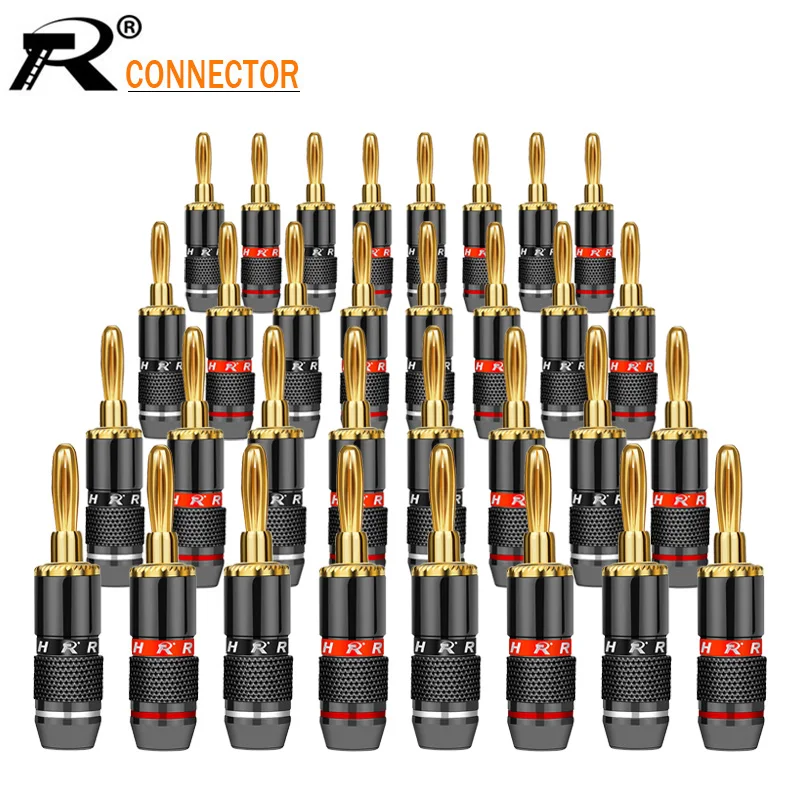 16PCS Speaker Banana Plug Connector 24K Gold Plated Brass Speaker Adapter Audio Video Banana Connectors