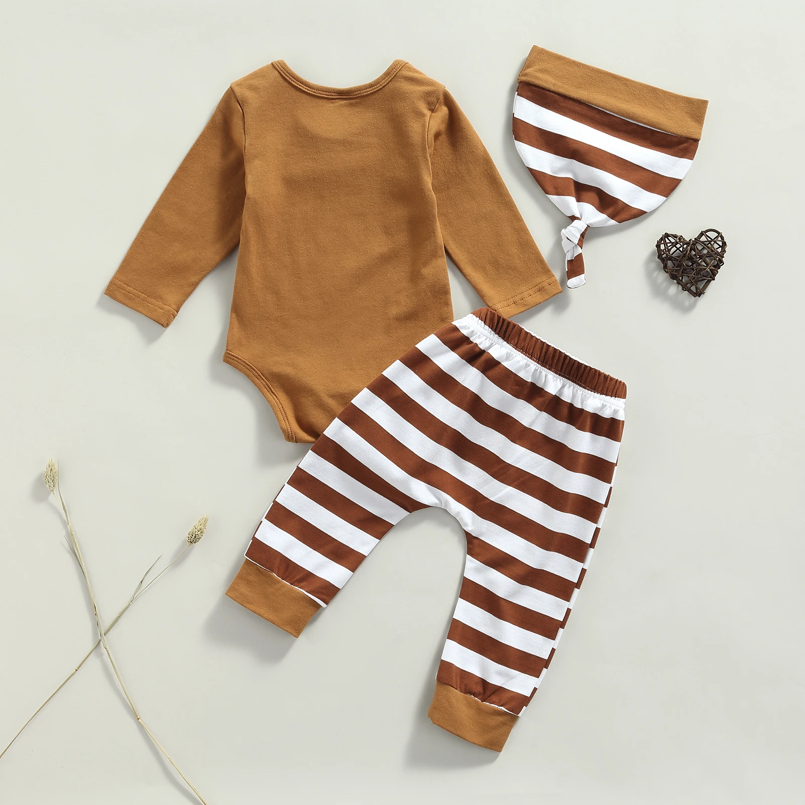 2021-07-02 Lioraitiin 0-18M Infant Baby Girl Boy 3Pcs Thanksgiving Day Outfits Long Sleeve Letter Print Romper Turkey Pants Hat