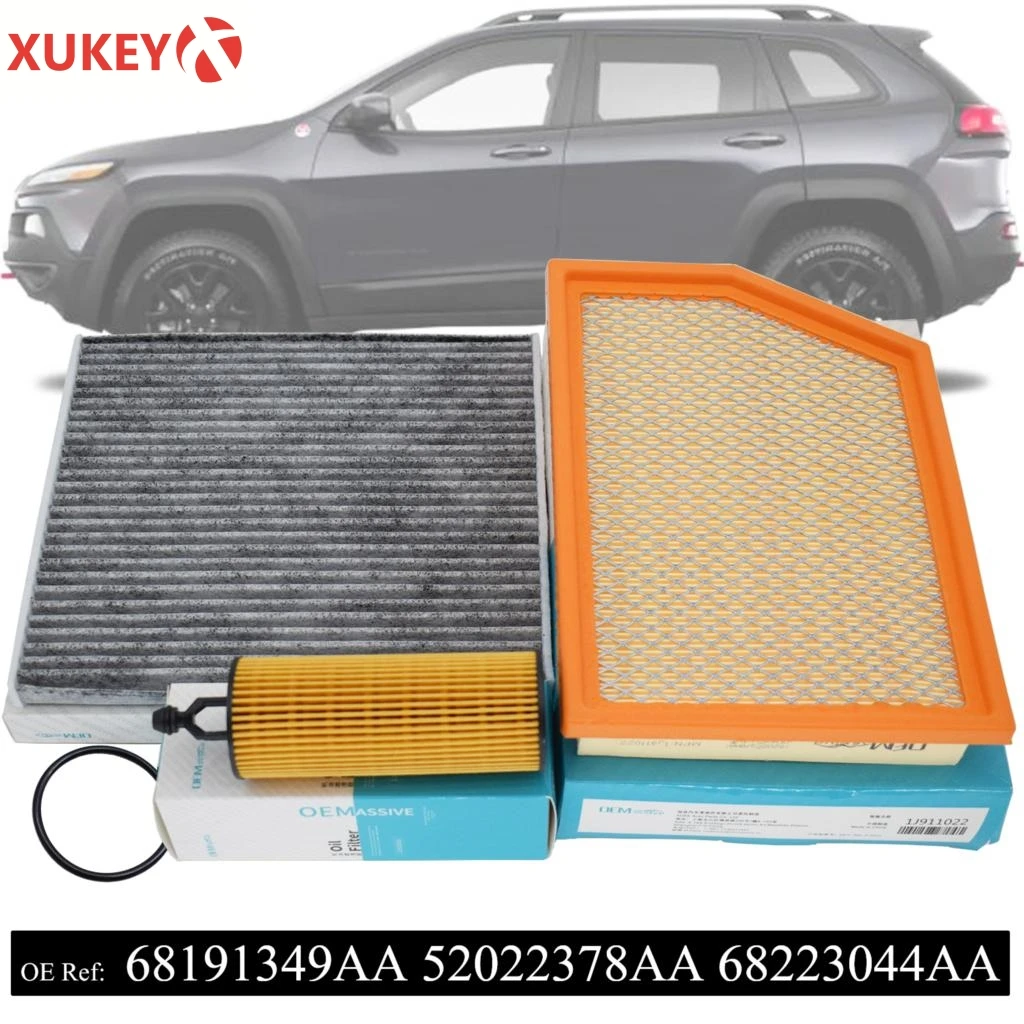 Activated Carbon Air Oil Filter Set For Jeep Cherokee KL 2018 2017 2016 2015 2014 3.2L Engine Accessories 68191349AB 52022378AA