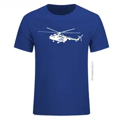 Summer Men's T Shirt Short Sleeve Cotton Print Mi-8 Helicopter T-Shirt Casual Shirt Cool Tees Tops Streetwear Cotton Fabric