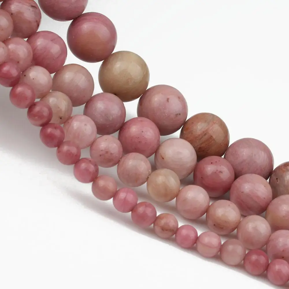 AAA Natural Rhodonite Stone Round Loose Beads For Jewelry Making DIY Bracelet Necklace 15.5\